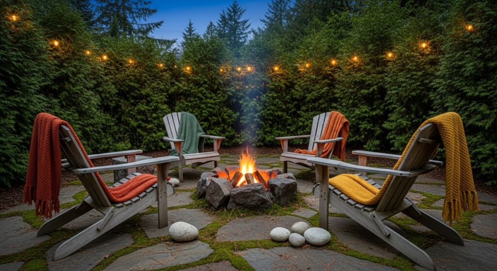 Adirondack Chairs Around a Fire Pit