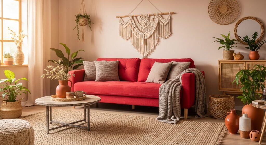 Red + Beige or Taupe