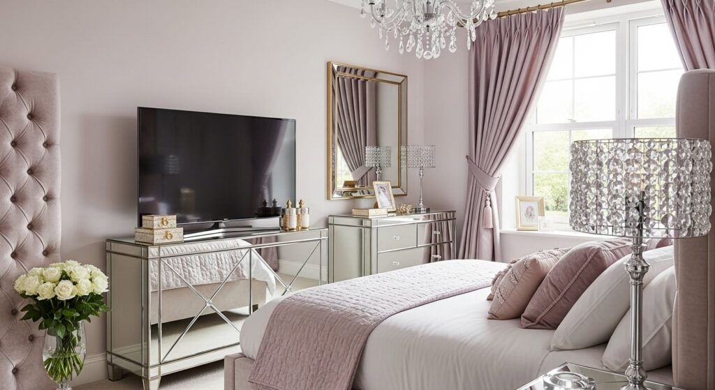 Mirrored TV Stand for Glam