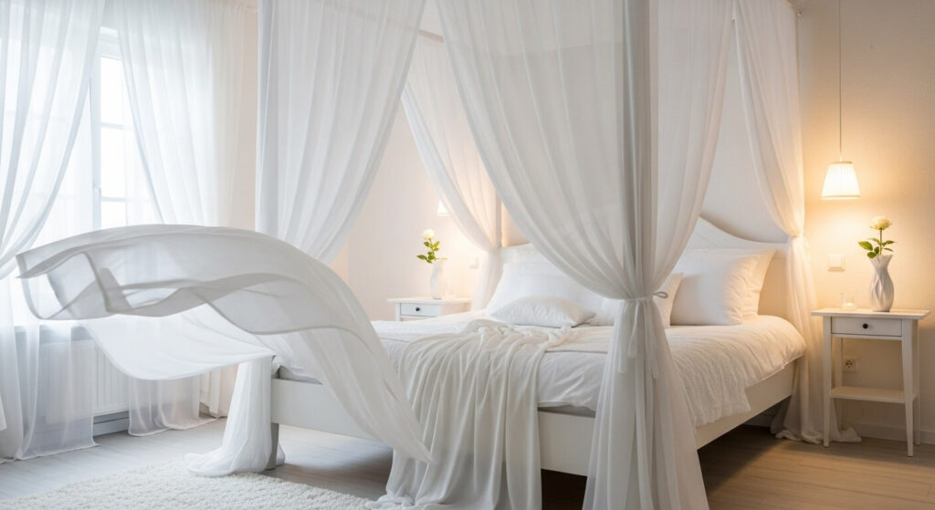 Romantic White Canopy Bed
