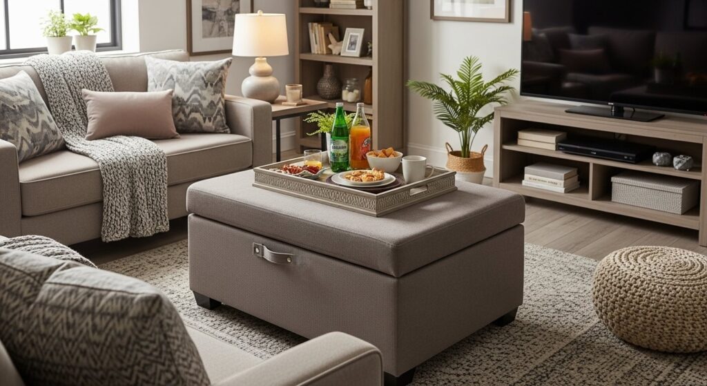 Storage Ottoman with Tray