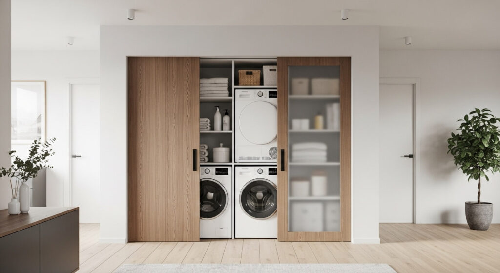 Hidden Laundry with Sliding Doors