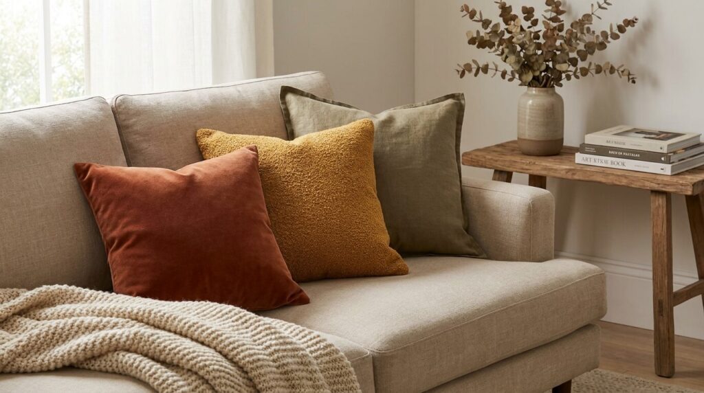 Swap in Warm-Toned Pillow Covers
