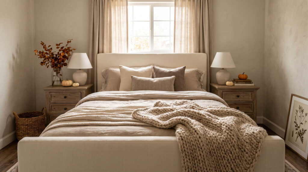 Layer a Chunky Knit Throw