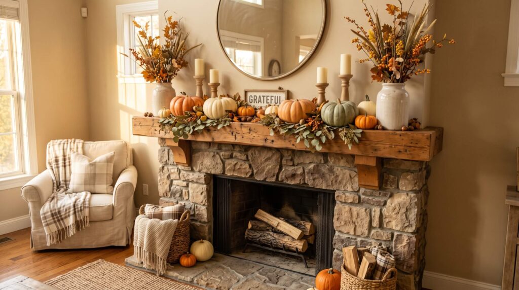 Create a Classic Pumpkin Mantel