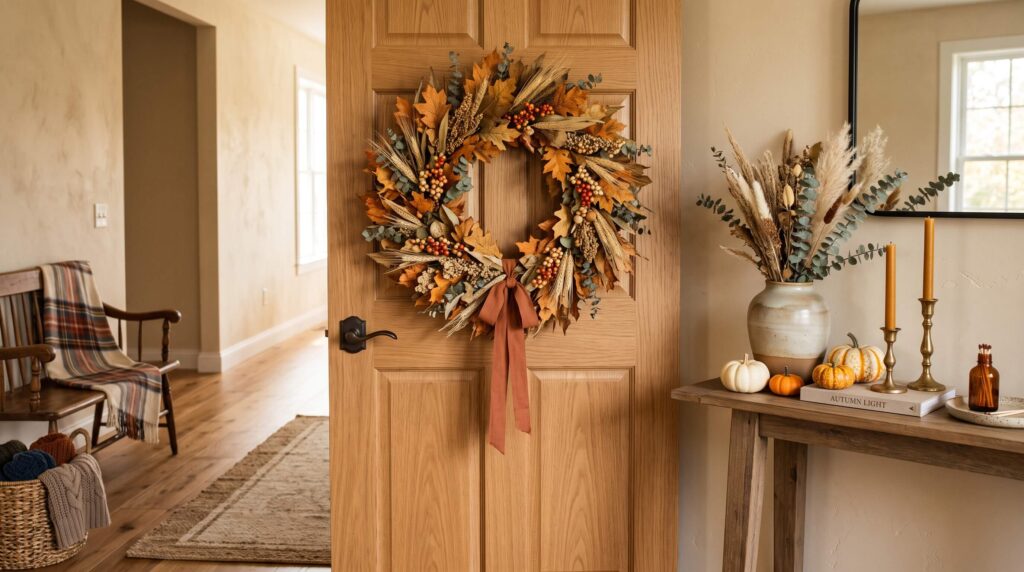 Add a Seasonal Fall Wreath